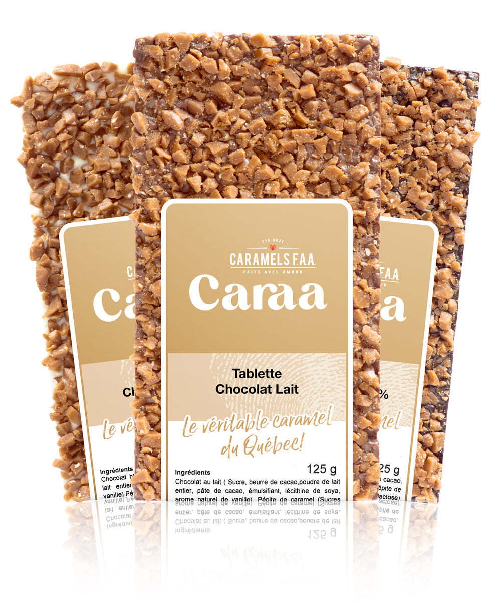 Trilogie Tablettes Chocolat Caramels FAA Le véritable caramel du